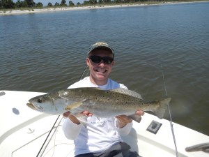 Joe Petrow with a gator Speckled Trout