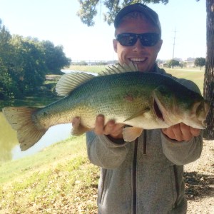 Joe Petrow with a giant Trinity largemouth
